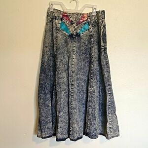 Marie St. Mone't Flare Acidwashed Skirt 80s.